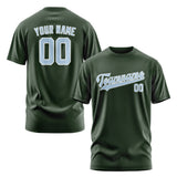 Custom Dark Green Light Blue T-Shirt