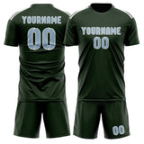 Custom Dark Green Light Blue Soccer Set