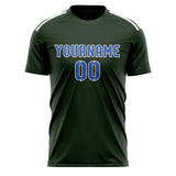Custom Dark Green Sky Blue Soccer Jersey