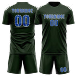 Custom Dark Green Sky Blue Soccer Set