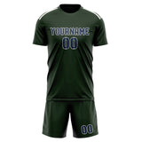 Custom Dark Green Blue Soccer Set