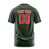 Custom Dark Green Orange Red T-Shirt