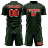 Custom Dark Green Orange Red Soccer Set