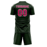 Custom Dark Green Pink Soccer Set