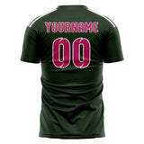 Custom Dark Green Pink Soccer Jersey