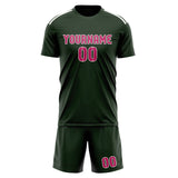 Custom Dark Green Pink Soccer Set