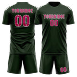 Custom Dark Green Pink Soccer Set