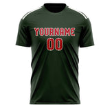 Custom Dark Green Red Soccer Jersey