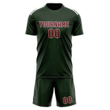 Custom Dark Green Crimson Red Soccer Set