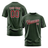 Custom Dark Green Crimson Red T-Shirt