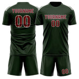 Custom Dark Green Crimson Red Soccer Set