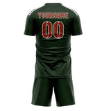 Custom Dark Green Coral Red Soccer Set