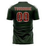 Custom Dark Green Coral Red Soccer Jersey