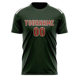 Custom Dark Green Coral Red Soccer Jersey