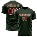 Custom Dark Green Coral Red Soccer Jersey