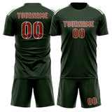 Custom Dark Green Coral Red Soccer Set