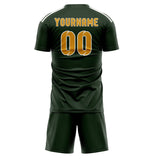 Custom Dark Green Yellow Soccer Set