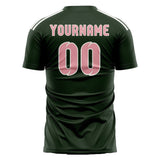 Custom Dark Green Light Pink Soccer Jersey