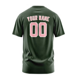 Custom Dark Green Light Pink T-Shirt