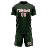 Custom Dark Green Light Pink Soccer Set