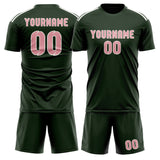 Custom Dark Green Light Pink Soccer Set