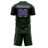 Custom Dark Green Light Purple Soccer Set