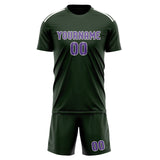 Custom Dark Green Light Purple Soccer Set