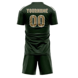 Custom Dark Green Light Khaki Soccer Set