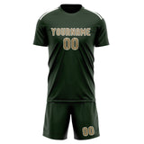 Custom Dark Green Light Khaki Soccer Set