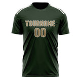 Custom Dark Green Light Khaki Soccer Jersey