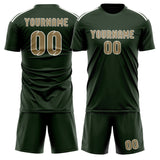 Custom Dark Green Light Khaki Soccer Set
