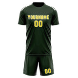 Custom Dark Green Light Yellow Soccer Set