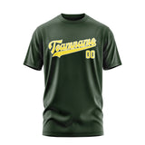 Custom Dark Green Light Yellow T-Shirt