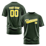 Custom Dark Green Light Yellow T-Shirt