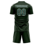 Custom Dark Green Blue Green Soccer Set