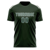 Custom Dark Green Blue Green Soccer Jersey