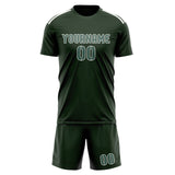 Custom Dark Green Blue Green Soccer Set