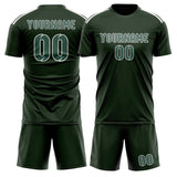 Custom Dark Green Blue Green Soccer Set