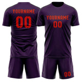 Custom Purple Orange Red Soccer Set