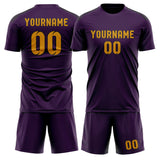 Custom Purple Yellow Soccer Set