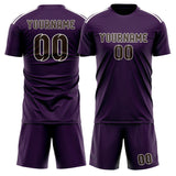 Custom Purple Brown Soccer Set