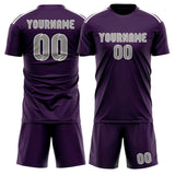 Custom Purple Gray Soccer Set