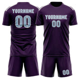 Custom Purple Light Blue Soccer Set