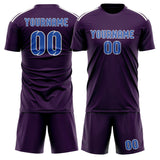 Custom Purple Sky Blue Soccer Set