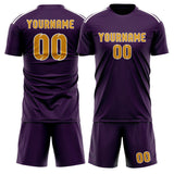 Custom Purple Yellow Soccer Set
