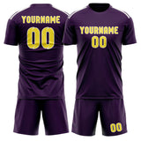 Custom Purple Light Yellow Soccer Set