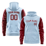 Custom Light Blue Crimson Red Hoodie