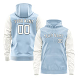 Custom Light Blue White Hoodie