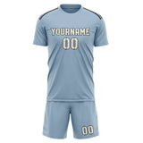 Custom Light Blue Cream Soccer Set