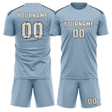 Custom Light Blue Cream Soccer Set